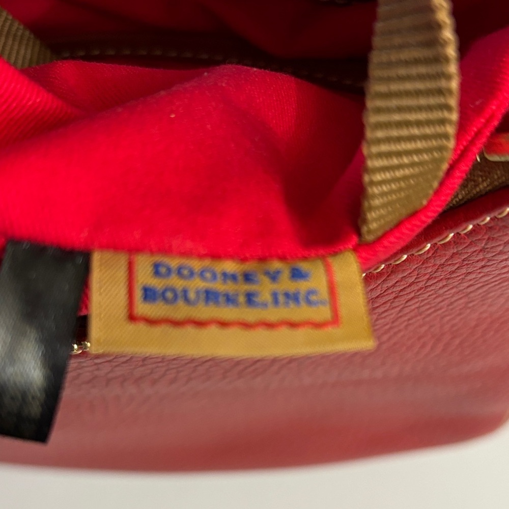 Dooney & Bourke Red Pebble Grain  Leather Hobo with Brown Leather Strap NWOT - Picture 2 of 13